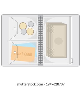 Vector illustration of managing money with a binder.