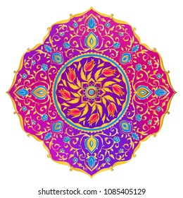 Vector illustration mandala. Arabic, flowers, ornaments pattern. Use for birthday and other decorations invitations