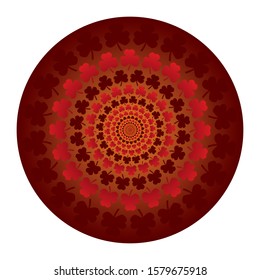 vector illustration of mandala art work with shades of red colors
