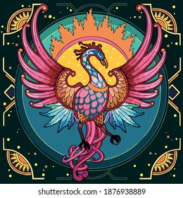 Vector illustration of mandala concept art bird