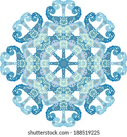 Vector illustration of mandala design. Concept image for card, yoga studio, meditation, spirituality, Indian, Arabic or Thai cuisine restaurants ads, tattoo salon. Round for paisley (mandala). 