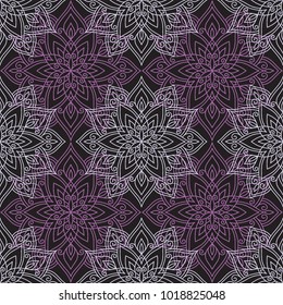 Vector, illustration, mandala, doodle style, seamless pattern, east, star, fabric