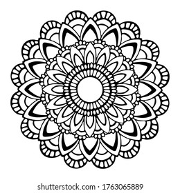 vector illustration, mandala, drawing in doodle style in black, isolate on a white background