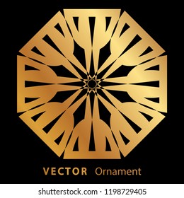 vector illustration mandala. Golden floral pattern. Oriental silhouette ornament.coaster design.