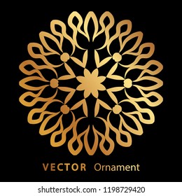 vector illustration mandala. Golden floral pattern. Oriental silhouette ornament.coaster design.