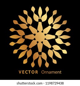 vector illustration mandala. Golden floral pattern. Oriental silhouette ornament.coaster design.