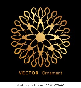 vector illustration mandala. Golden floral pattern. Oriental silhouette ornament.coaster design.