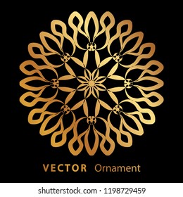 vector illustration mandala. Golden floral pattern. Oriental silhouette ornament.coaster design.