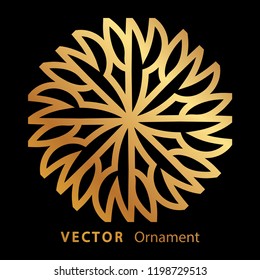 vector illustration mandala. Golden floral pattern. Oriental silhouette ornament.coaster design.