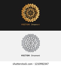 vector illustration mandala. Golden floral pattern. Oriental silhouette ornament.coaster design.