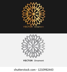 vector illustration mandala. Golden floral pattern. Oriental silhouette ornament.coaster design.