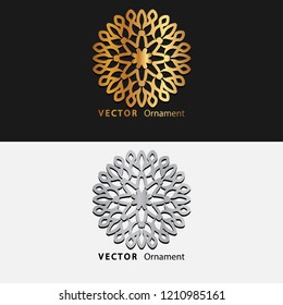 vector illustration mandala. Golden floral pattern. Oriental silhouette ornament.coaster design.