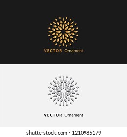 vector illustration mandala. Golden floral pattern. Oriental silhouette ornament.coaster design.