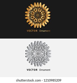 vector illustration mandala. Golden floral pattern. Oriental silhouette ornament.coaster design.