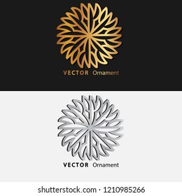 vector illustration mandala. Golden floral pattern. Oriental silhouette ornament.coaster design.
