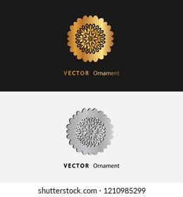 vector illustration mandala. Golden floral pattern. Oriental silhouette ornament.coaster design.