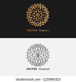 vector illustration mandala. Golden floral pattern. Oriental silhouette ornament.coaster design.