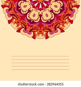 Vector illustration, mandala, greeting card
