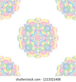 Vector illustration of mandala isolated on white background. Ethnic mandala ornament for banner/icon/logo/card/poster/yoga company. Templates with doodle tribal mandalas for coloring book. EPS10