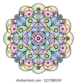 Vector illustration of mandala isolated on white background. Ethnic mandala ornament for banner/icon/logo/card/poster/yoga company. Templates with doodle tribal mandalas for coloring book. EPS10