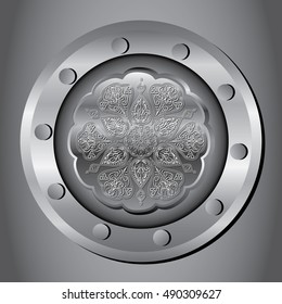 Vector illustration of the mandala. Metallic style