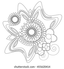 Vector illustration of mandala on white background. Ornament in ethnic style. Unusual pattern and print