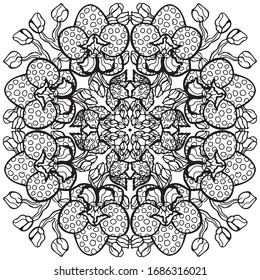 
Vector illustration of mandala orchid flowers. Doodle, monochrome. Coloring book, antistress, meditation. tattoo. Unique hand-drawn pattern.