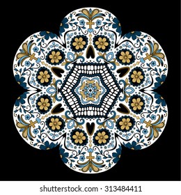 Vector illustration of a mandala skull
