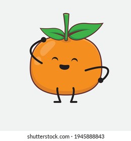 Ilustración vectorial del personaje Mandarin naranja con cara linda, manos simples y líneas de piernas en fondo aislado. Estilo de dibujo animado plano.