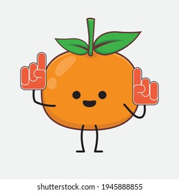 Ilustración vectorial del personaje Mandarin naranja con cara linda, manos simples y líneas de piernas en fondo aislado. Estilo de dibujo animado plano.