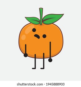 Ilustración vectorial del personaje Mandarin naranja con cara linda, manos simples y líneas de piernas en fondo aislado. Estilo de dibujo animado plano.