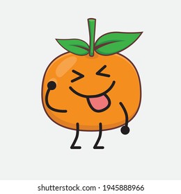 Ilustración vectorial del personaje Mandarin naranja con cara linda, manos simples y líneas de piernas en fondo aislado. Estilo de dibujo animado plano.