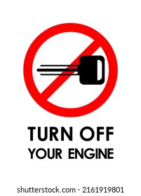 Vector illustration of mandatory sign with the symbol of ignition key on white background.