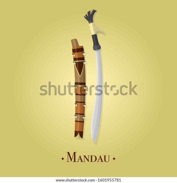  Vector  Illustration Mandau  Traditional Weapon Dayak Stock 