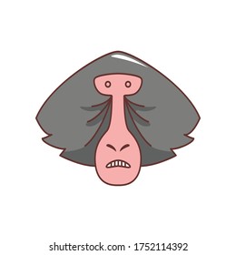 Vector illustration of a mandrill monkey’s face. Isolated on white background. wild animal set

