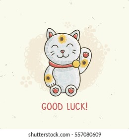 Vector illustration of Maneki Neko- Lucky Cat .  All objects are conveniently grouped and easily editable