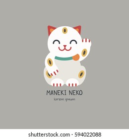 Vector illustration of Maneki Neko- Lucky Cat .  All objects are conveniently grouped and easily editable