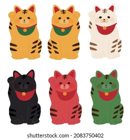 Vector illustration of "Maneki Neko". This is a traditional Japanese lucky charm cat dolls.