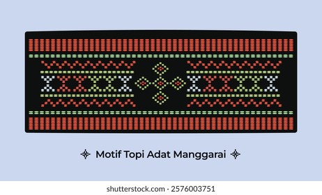 Vector illustration of the Manggarai traditional hat motif with timeless tribal patterns and a bold color scheme. Suitable for ethnic and cultural projects