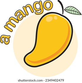 vector illustration of an mango. A mango is an edible stone fruit produced by the tropical tree Mangifera indica. Ready to print, good for logo,agriculture,learning and education tools  for children  