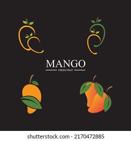 vector illustration of Mango fresh fruit logo on black background