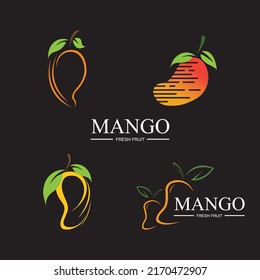 vector illustration of Mango fresh fruit logo on black background