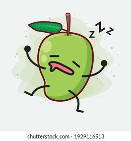 Vector Illustration of Mango Fruit Character with cute face, simple hands and leg line art on Isolated Background. Flat cartoon doodle style.