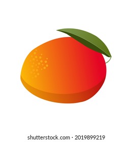 Ilustración vectorial del fruto del mango con hoja verde