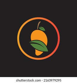 Vektorgrafik Mango-Fruchtlogo auf schwarzem Hintergrund