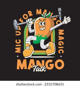 Vector Illustration of Mango Mascot with Retro Mascot Illustration Available for Tshirt Design