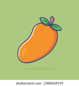 Vector illustration of mango. Ripe mangoes design in flat cartoon style. Mango symbol. Single mango element. Mango icon. Mangifera indica