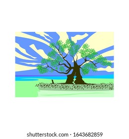 Vector illustration of mangrove plants, which commonly grows on a tropical beach. eps 10