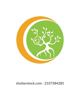vector illustration of Mangrove trees and mangrove Forest Ecology Logo design