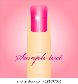 Vector illustration of  Manicure pink finger on pink background